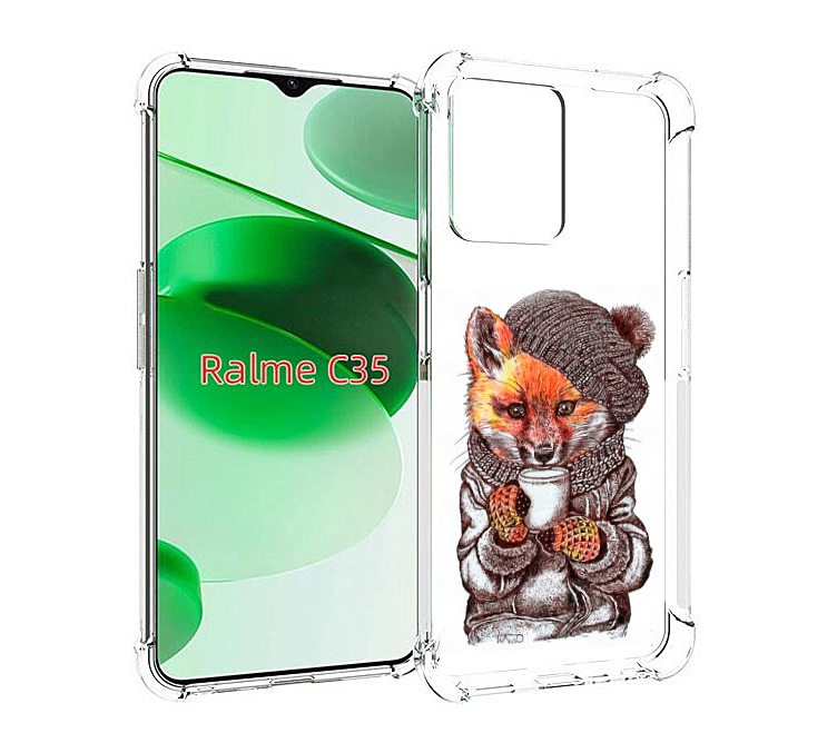 

Чехол MyPads лиса в шапке для Realme C35 / Narzo 50A Prime, Tocco