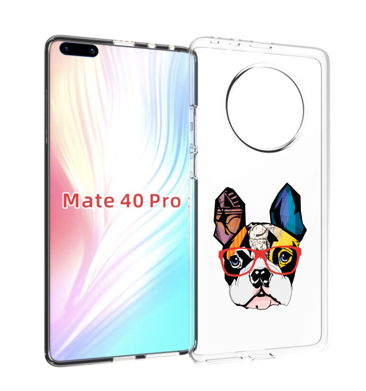 

Чехол MyPads Мопс-в-очках для Huawei Mate 40 Pro (NOH-NX9), Прозрачный, Tocco