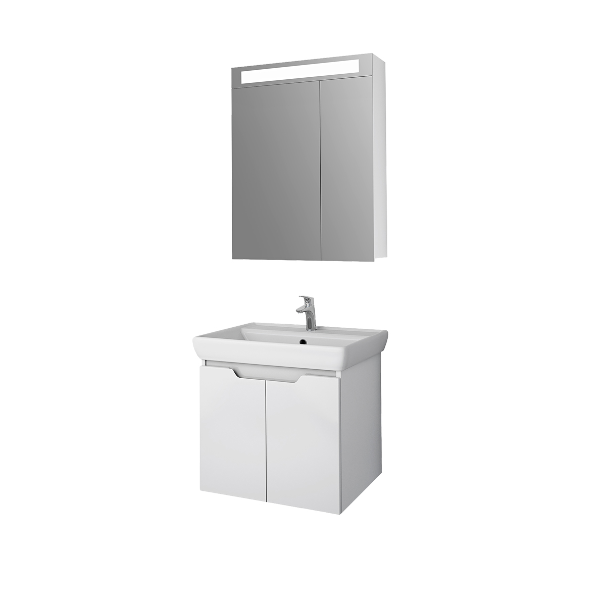 

Dreja Мебель для ванной комнаты Dreja Q(D) 55 с дверками белый глянец