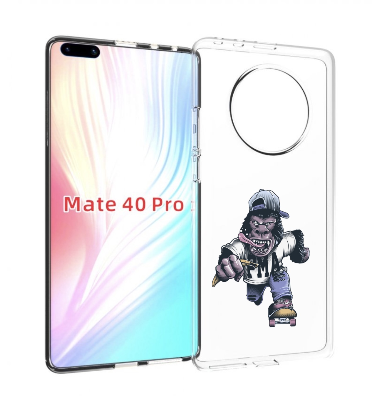 

Чехол MyPads Обезьяна на скейте для Huawei Mate 40 Pro (NOH-NX9), Прозрачный, Tocco