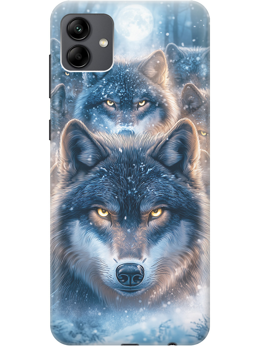 

Силиконовый чехол на Samsung Galaxy A04 с принтом "Стая волков", Прозрачный;голубой;синий;черный, 766735013