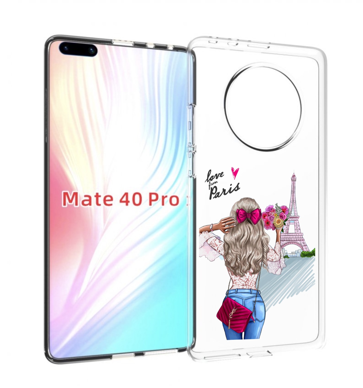 

Чехол MyPads Парижанка женский для Huawei Mate 40 Pro (NOH-NX9), Прозрачный, Tocco