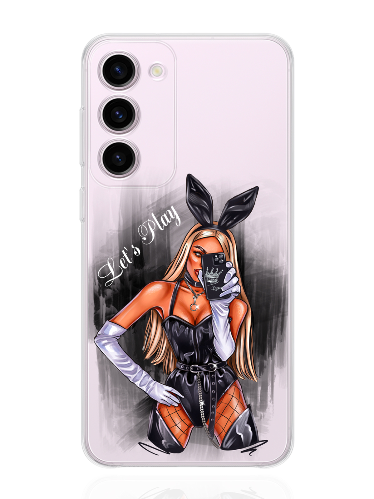 

Чехол MustHaveCase для Samsung Galaxy S23+ Игривая зайка Let's Play прозрачный, Прозрачный;розовый;черный