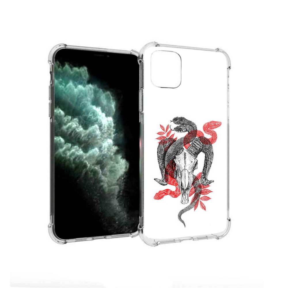 

Чехол MyPads Tocco для Apple iPhone 11 Pro Max змея в черепе рисунок (PT142698.615.365), Прозрачный, Tocco
