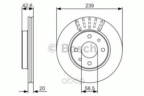 

Тормозной диск Bosch передний вентилируемый 239x20 мм 4 отверстия 986479082