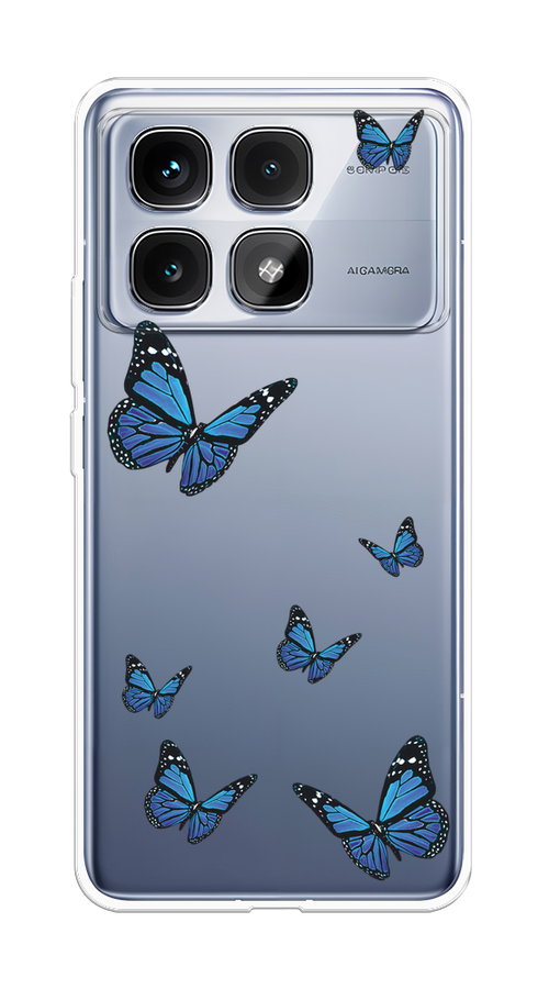 

Чехол на Xiaomi Redmi K70 Ultra "Blue butterflies", Синий;черный, 323050-1