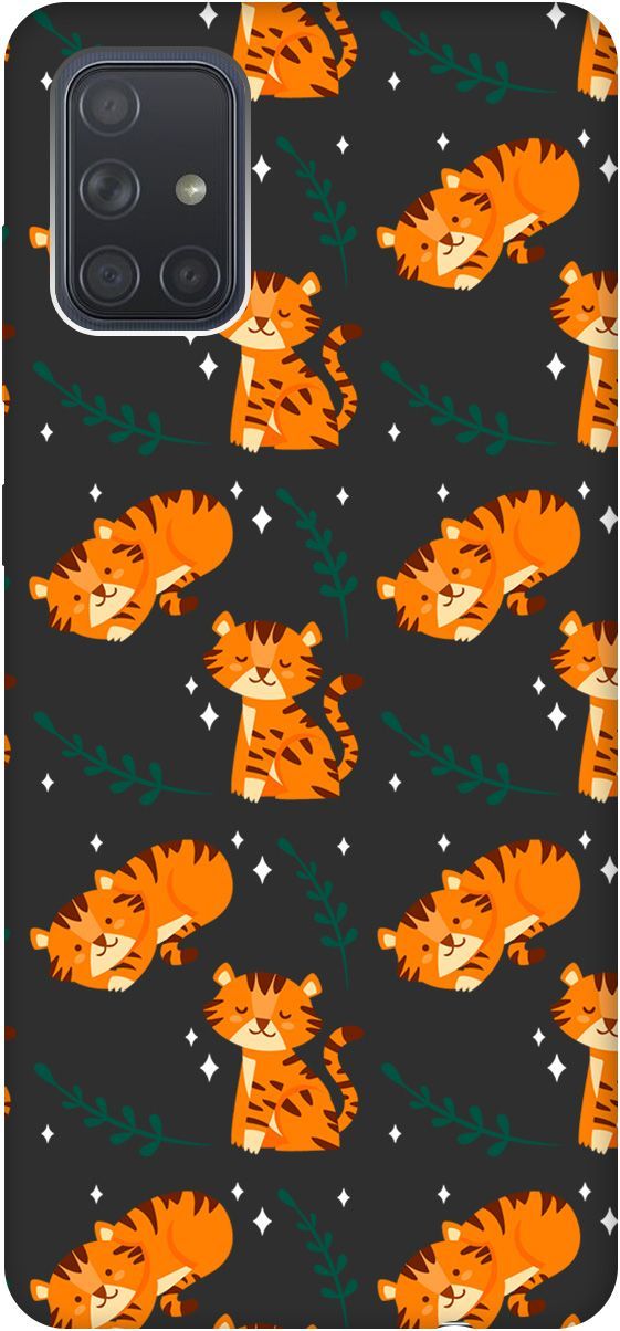 

Матовый чехол на Samsung Galaxy A71 с принтом "Tigers" черный, Черный;белый, 8423
