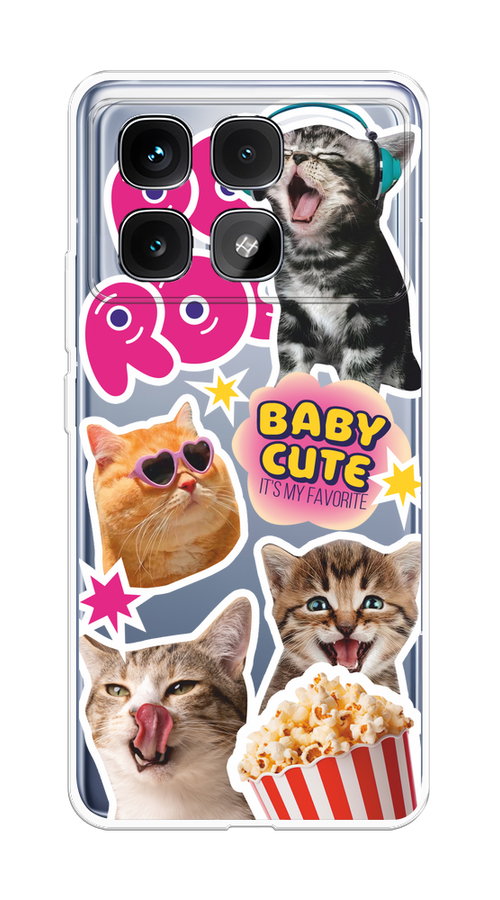 

Чехол на Xiaomi Redmi K70 Ultra "Popcorn cats", Серый;коричневый;розовый, 323050-1