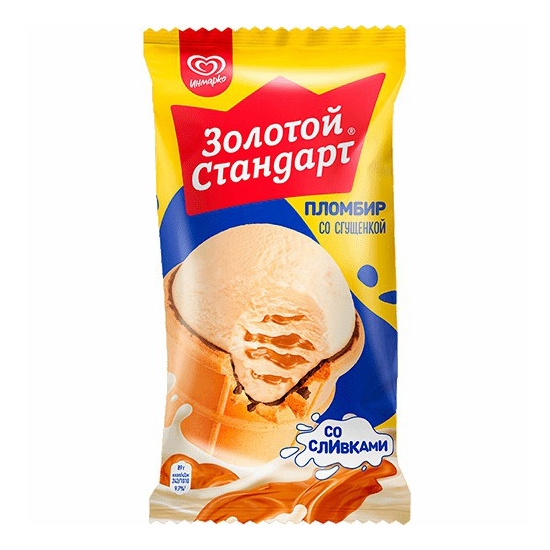 Мороженое пломбир Золотой Стандарт сгущенное молоко 89 г