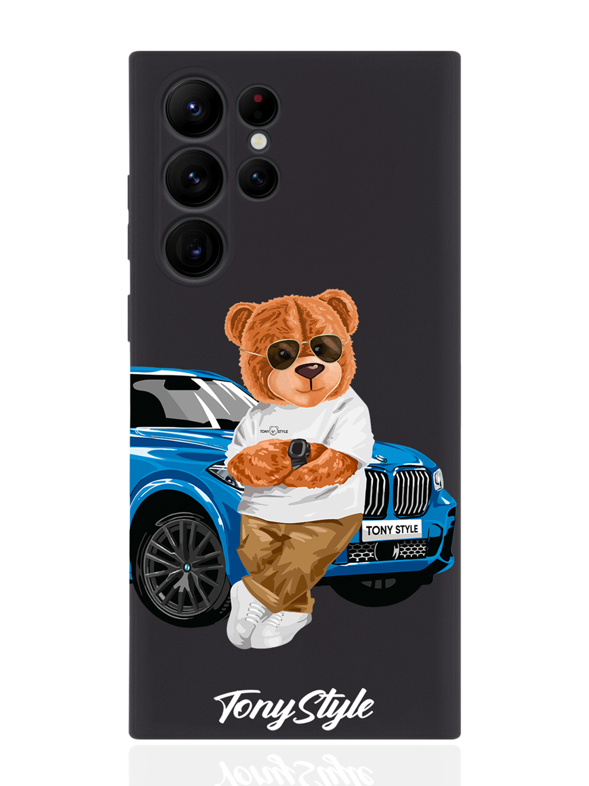 

Чехол Tony Style для Samsung Galaxy S23 Ultra Tony Style с машиной черный, Голубой;коричневый;белый