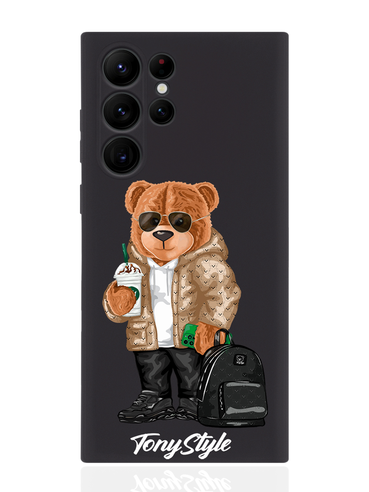 

Чехол Tony Style для Samsung Galaxy S23 Ultra Tony Style в очках черный, Коричневый;черный;белый
