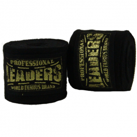 бинты боксерские leaders semi elastic 50/50 3.5m боксерские чёрные