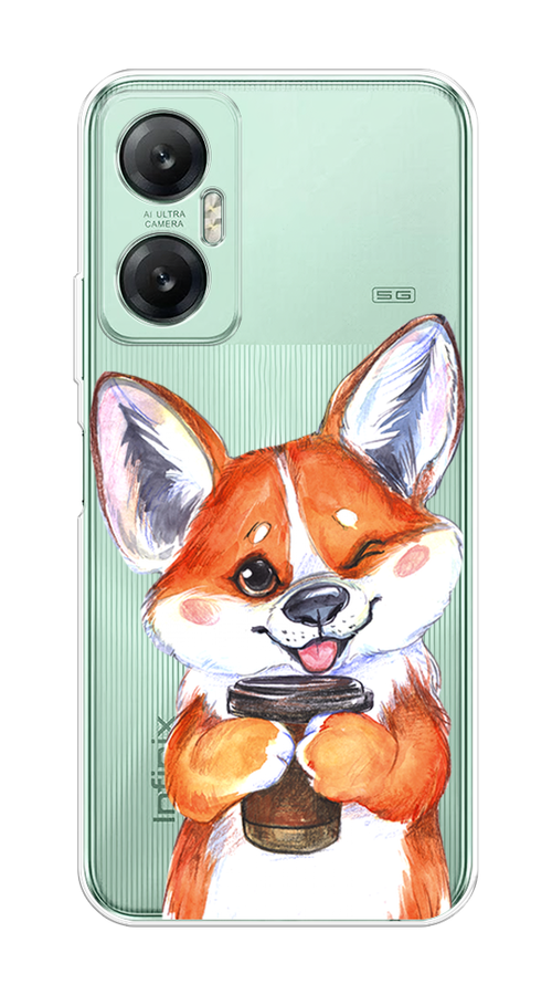 

Чехол на Infinix HOT 20 5G "Корги с кофе", Оранжевый;белый, 3103250-4