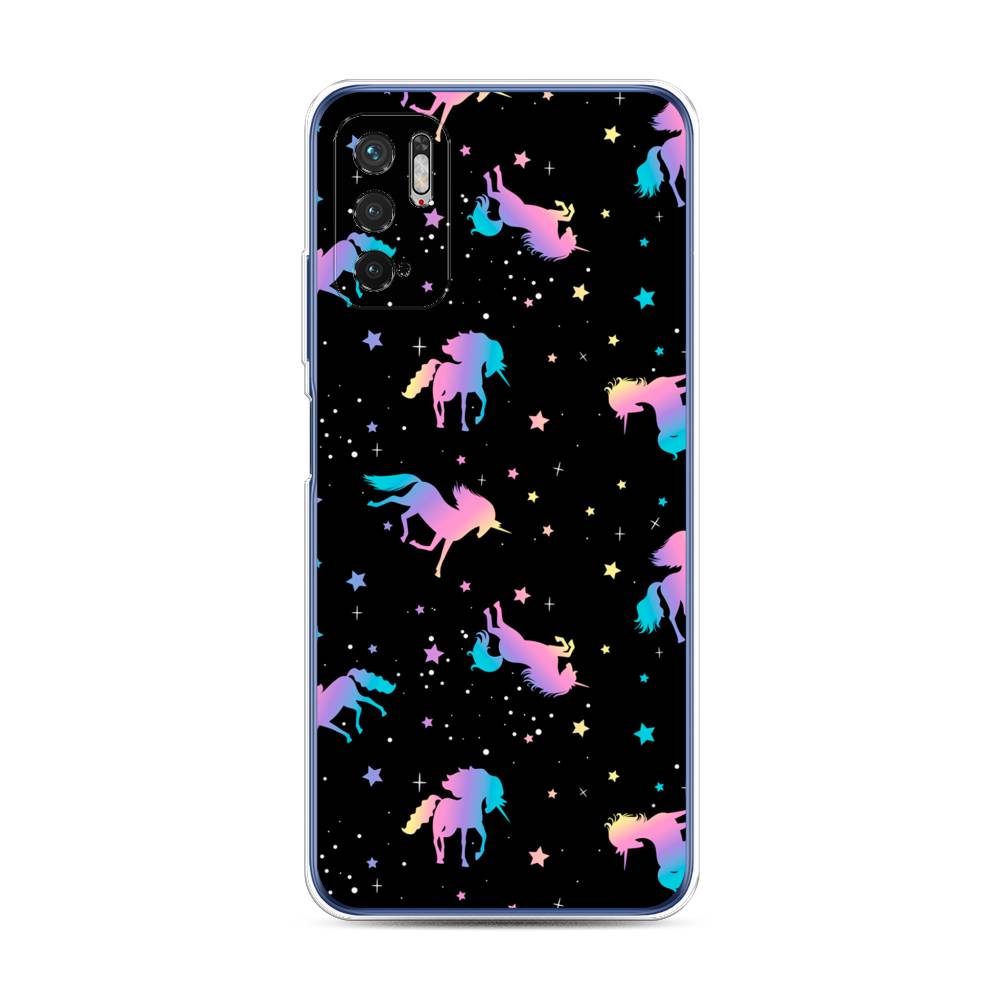 

Чехол на Xiaomi Redmi Note 10T "Единороги градиент", Черный;розовый;голубой, 310850-1