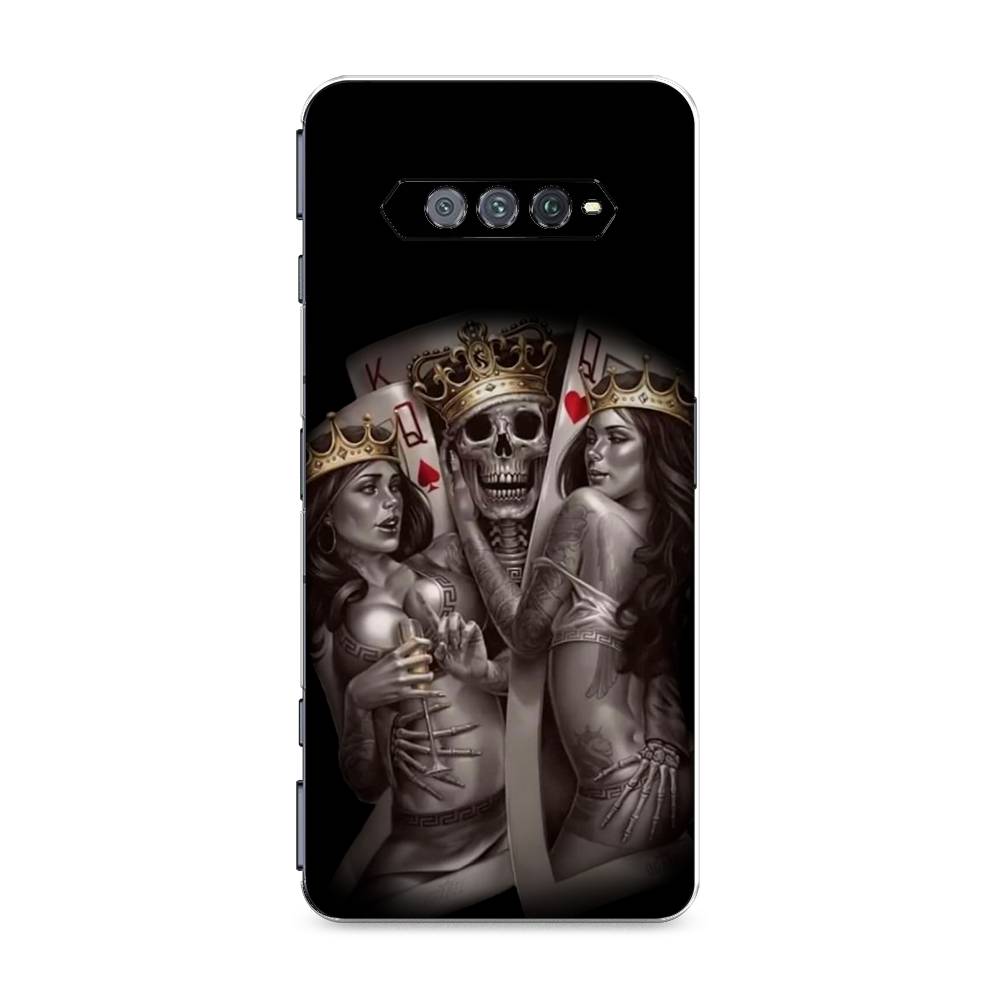 

Чехол на Xiaomi Black Shark 4 "Карты король и королевы", Серый;желтый, 311650-6