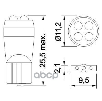 Лампа Светодиодная W5w 12v 4led Монолит Зел LEDO 12966l4l1g 145₽