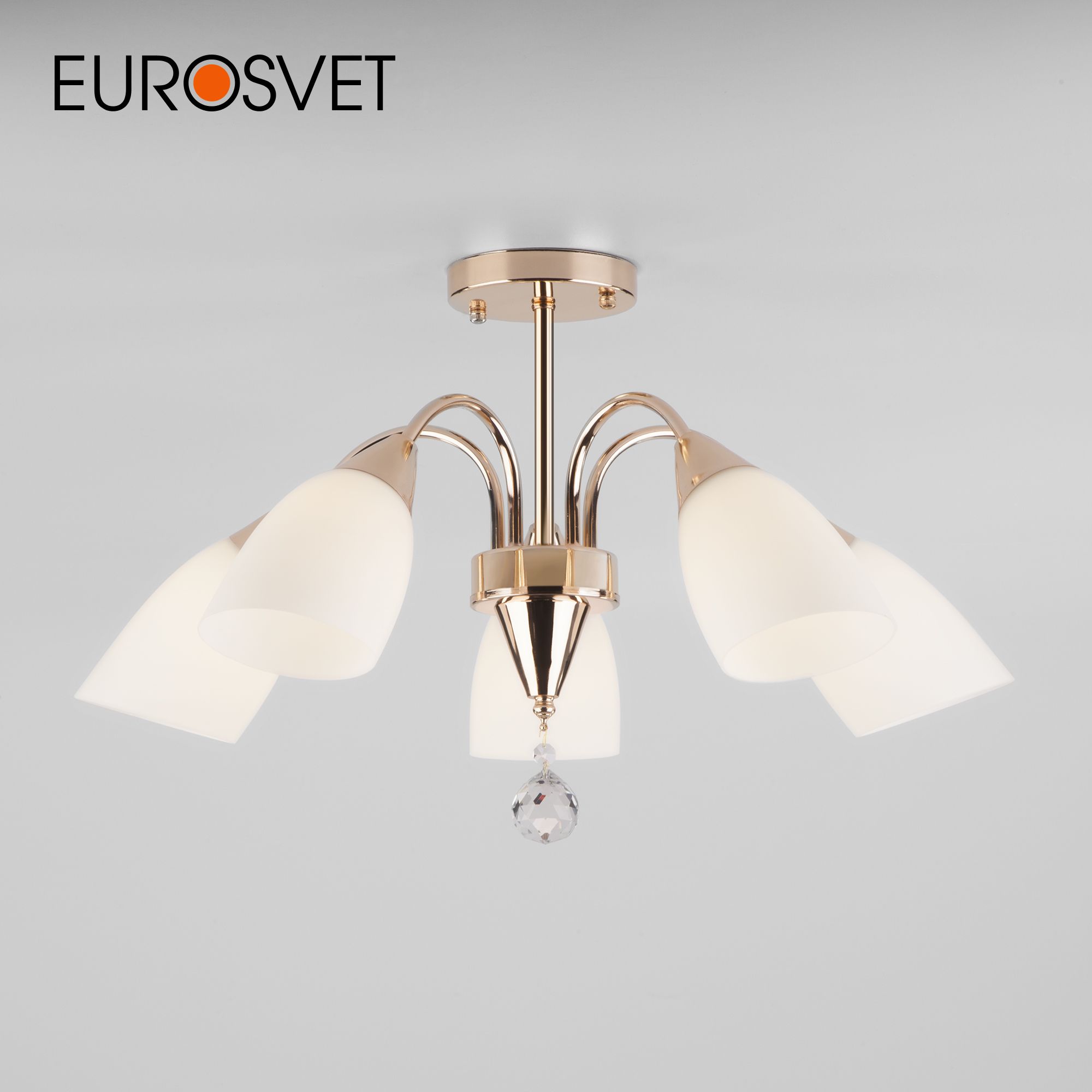 

Потолочная люстра на 5 стеклянных плафонов Eurosvet Ellene 30149/5 Е27 золото, 30149/5 золото