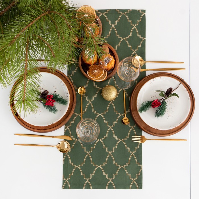 

Этель Дорожка Этель Gold ornament 30х70см, 100%хл, саржа 190 г/м2, Зеленый;золотистый