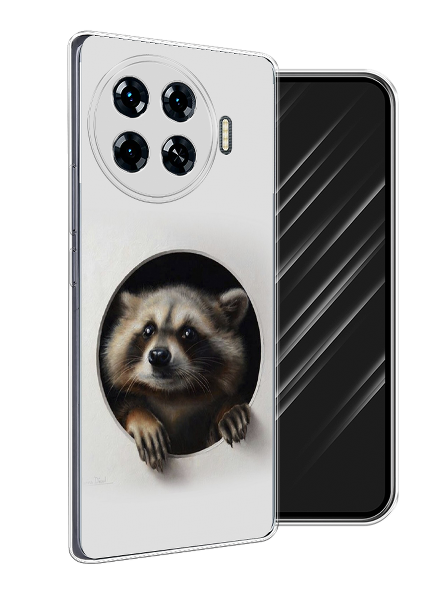 

Чехол Awog на Tecno Spark 20 Pro Plus "Любопытный енот", Коричневый;черный;белый, 305050-1
