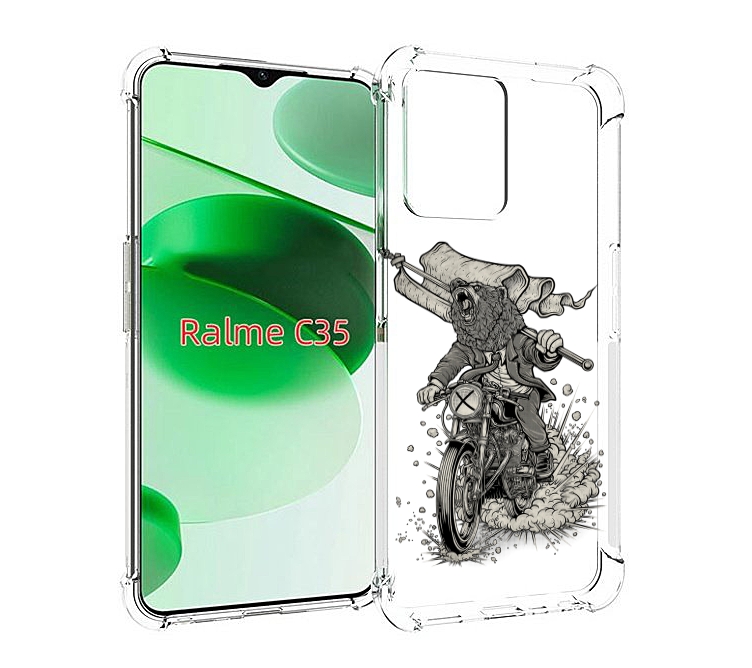 

Чехол MyPads медведь на мотоцикле для Realme C35 / Narzo 50A Prime, Прозрачный, Tocco