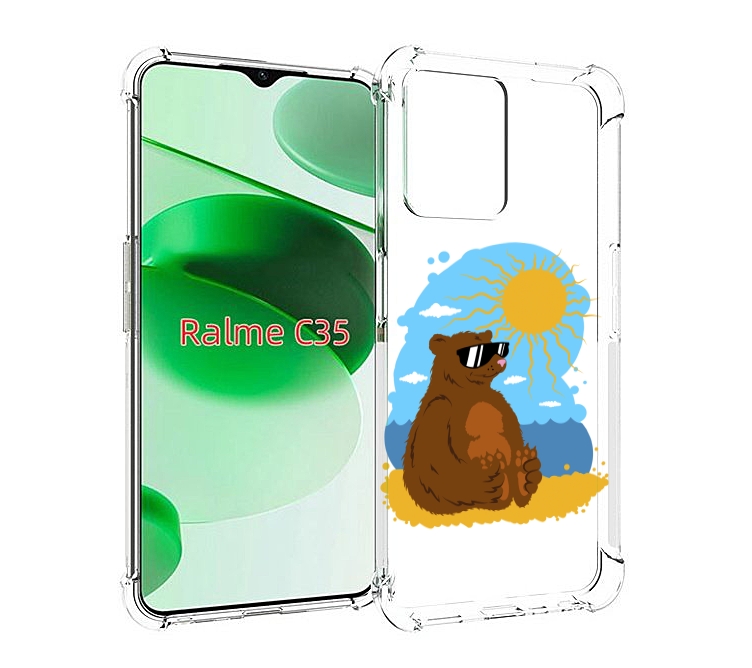 

Чехол MyPads медведь на чиле для Realme C35 / Narzo 50A Prime, Прозрачный, Tocco