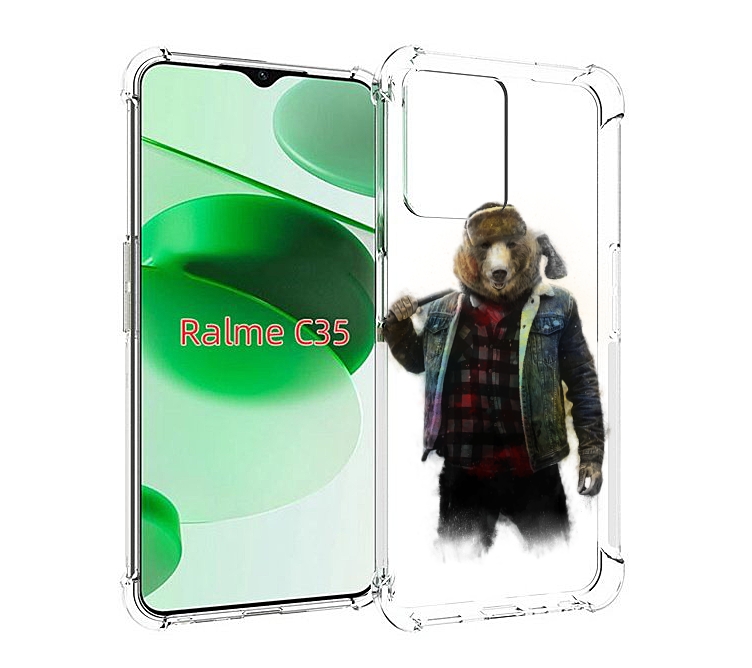 

Чехол MyPads медведь с топором для Realme C35 / Narzo 50A Prime, Прозрачный, Tocco