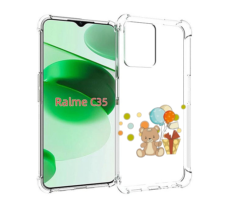 

Чехол MyPads медвеженок с подарком для Realme C35 / Narzo 50A Prime, Прозрачный, Tocco