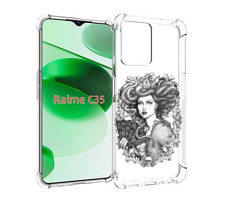 

Чехол MyPads медуза черно белый для Realme C35 / Narzo 50A Prime, Прозрачный, Tocco