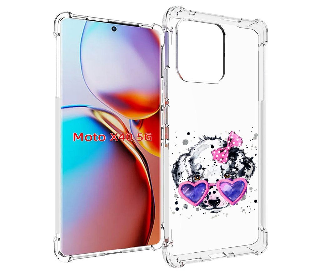 

Чехол MyPads долматинец в очках для Motorola Moto X40, Прозрачный, Tocco