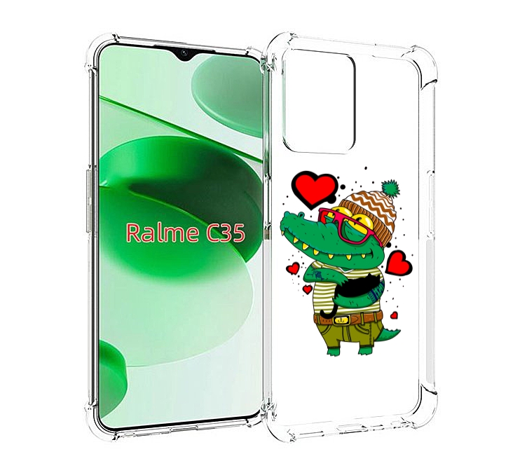 

Чехол MyPads Влюбленный крокодил для Realme C35 / Narzo 50A Prime, Прозрачный, Tocco