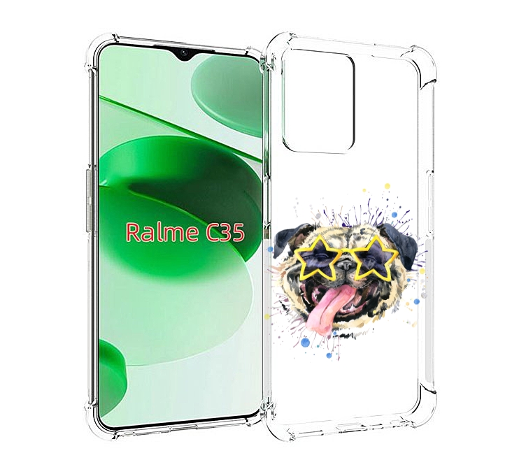 

Чехол MyPads мопс боксер для Realme C35 / Narzo 50A Prime, Прозрачный, Tocco