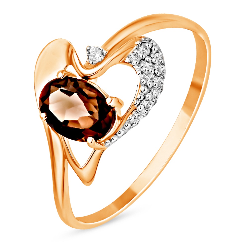 

Кольцо из золота р.  585Gold 201013600, раухтопаз\фианит, 201013600