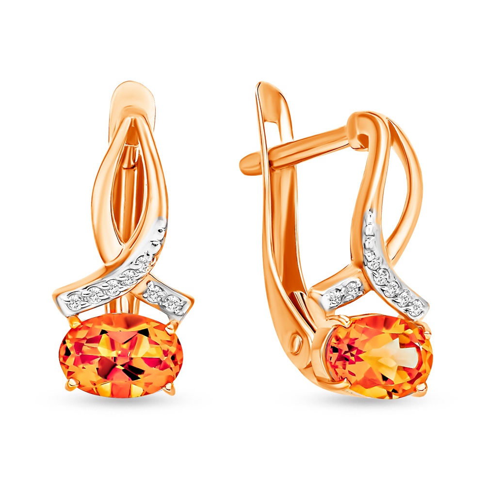 

Серьги из красного золота 585Gold 202008314, цитрин/фианит, 202008314