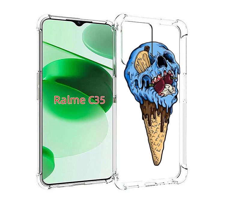 

Чехол MyPads мороженное череп для Realme C35 / Narzo 50A Prime, Прозрачный, Tocco