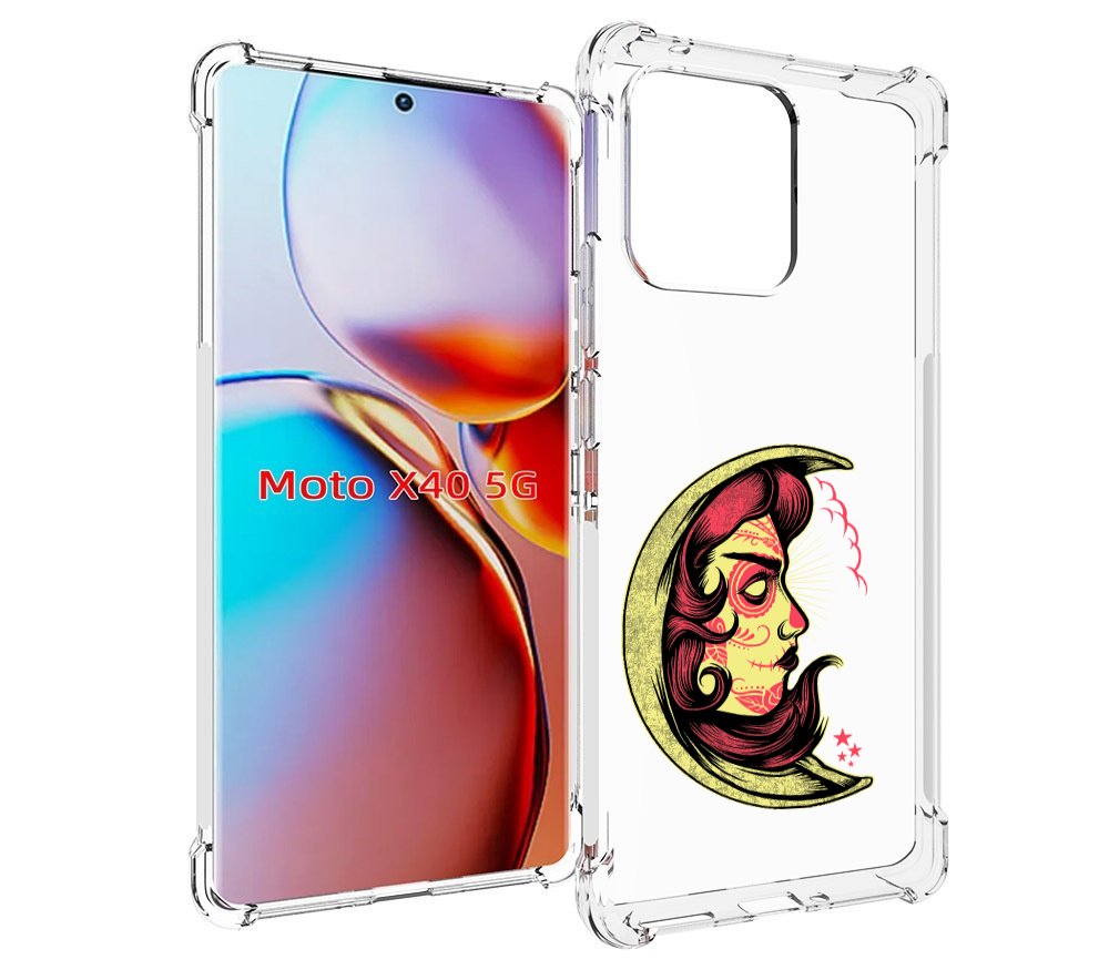 

Чехол MyPads желтый полумесяц с лицом девушки для Motorola Moto X40, Прозрачный, Tocco