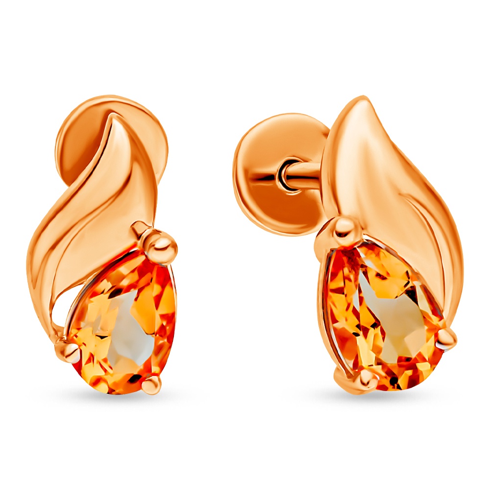 

Серьги пусеты из красного золота 585Gold 202008275, цитрин, 202008275