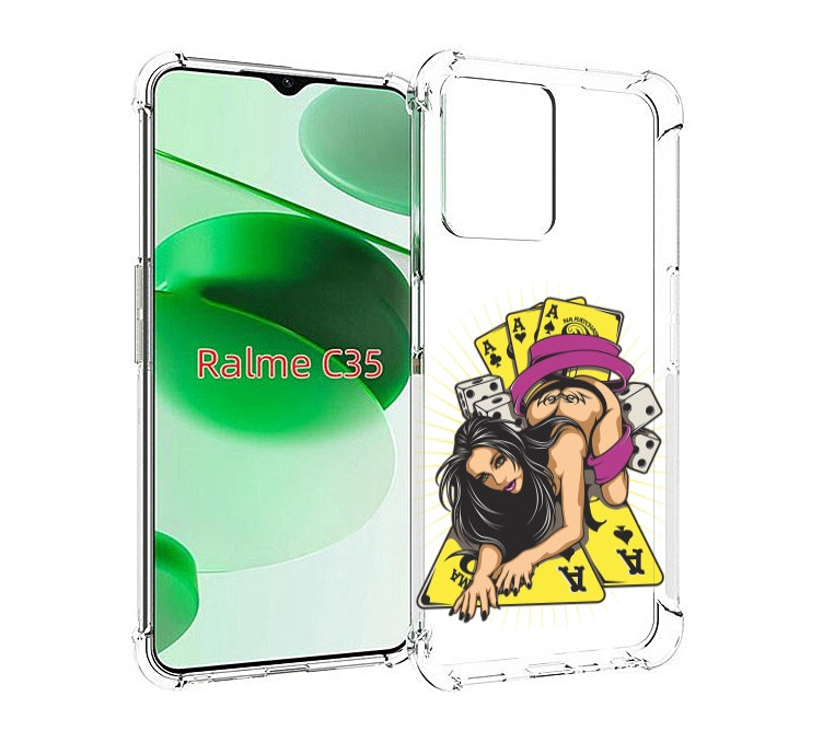 

Чехол MyPads нарисованная девушка с игровыми картами для Realme C35 / Narzo 50A Prime, Прозрачный, Tocco