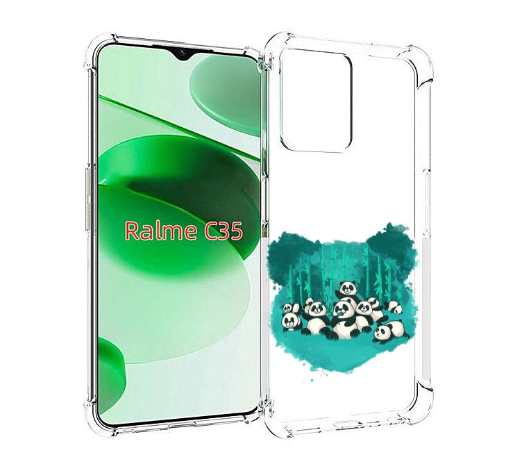 

Чехол MyPads нарисованные панды для Realme C35 / Narzo 50A Prime, Прозрачный, Tocco
