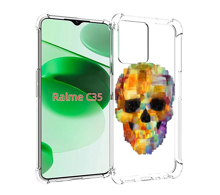 

Чехол MyPads нарисованный череп для Realme C35 / Narzo 50A Prime, Прозрачный, Tocco