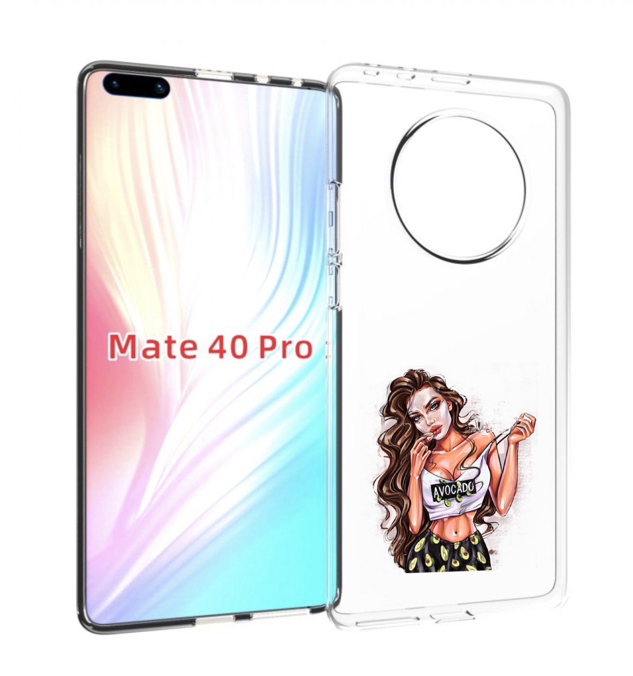 

Чехол MyPads Продукты на дом с доставкой женский для Huawei Mate 40 Pro (NOH-NX9), Прозрачный, Tocco