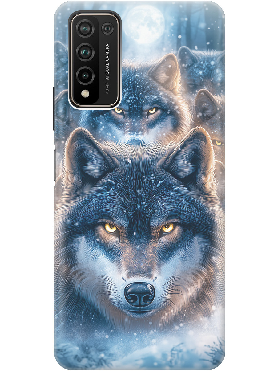

Силиконовый чехол на Honor 10x Lite с принтом "Стая волков", Прозрачный;голубой;синий;черный, 723565513