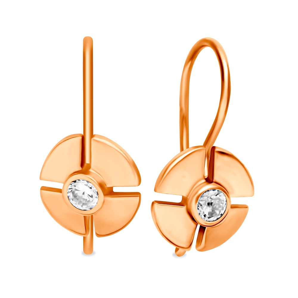 

Серьги из красного золота 585Gold 602001405, фианит, 602001405