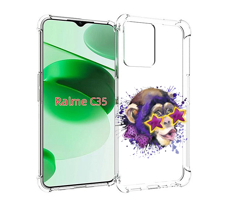 

Чехол MyPads обезьяна в очках для Realme C35 / Narzo 50A Prime, Прозрачный, Tocco