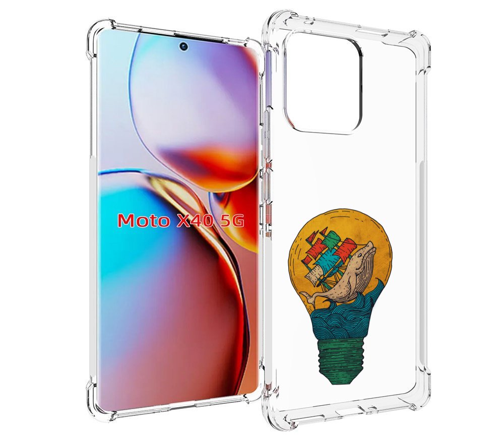 

Чехол MyPads кит в лампочке с парусами для Motorola Moto X40, Прозрачный, Tocco