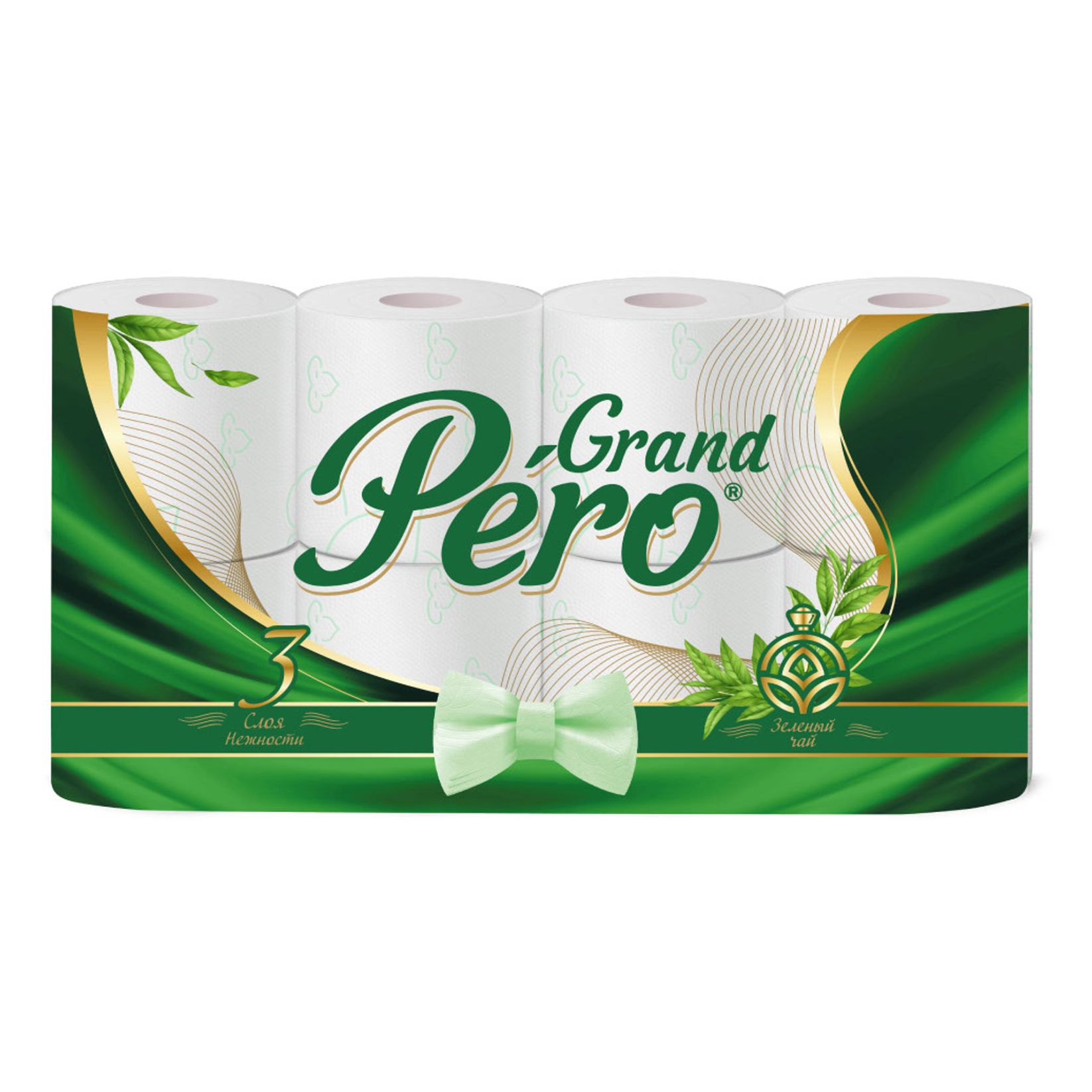 Туалетная бумага Pero Зеленый чай 3 слоя 8 рулонов