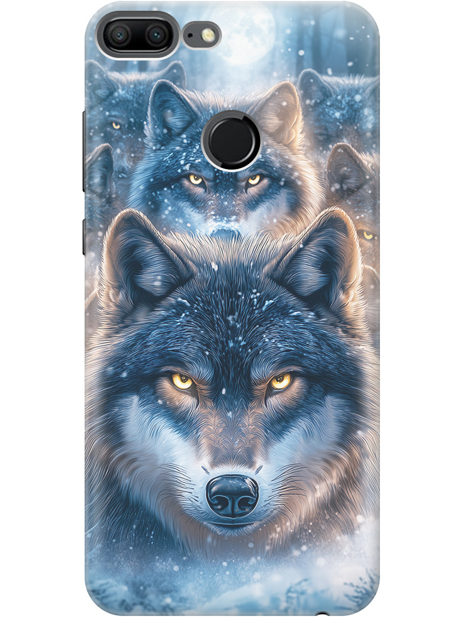 

Силиконовый чехол на Honor 9 Lite с принтом "Стая волков", Прозрачный;голубой;синий;черный, 717568413