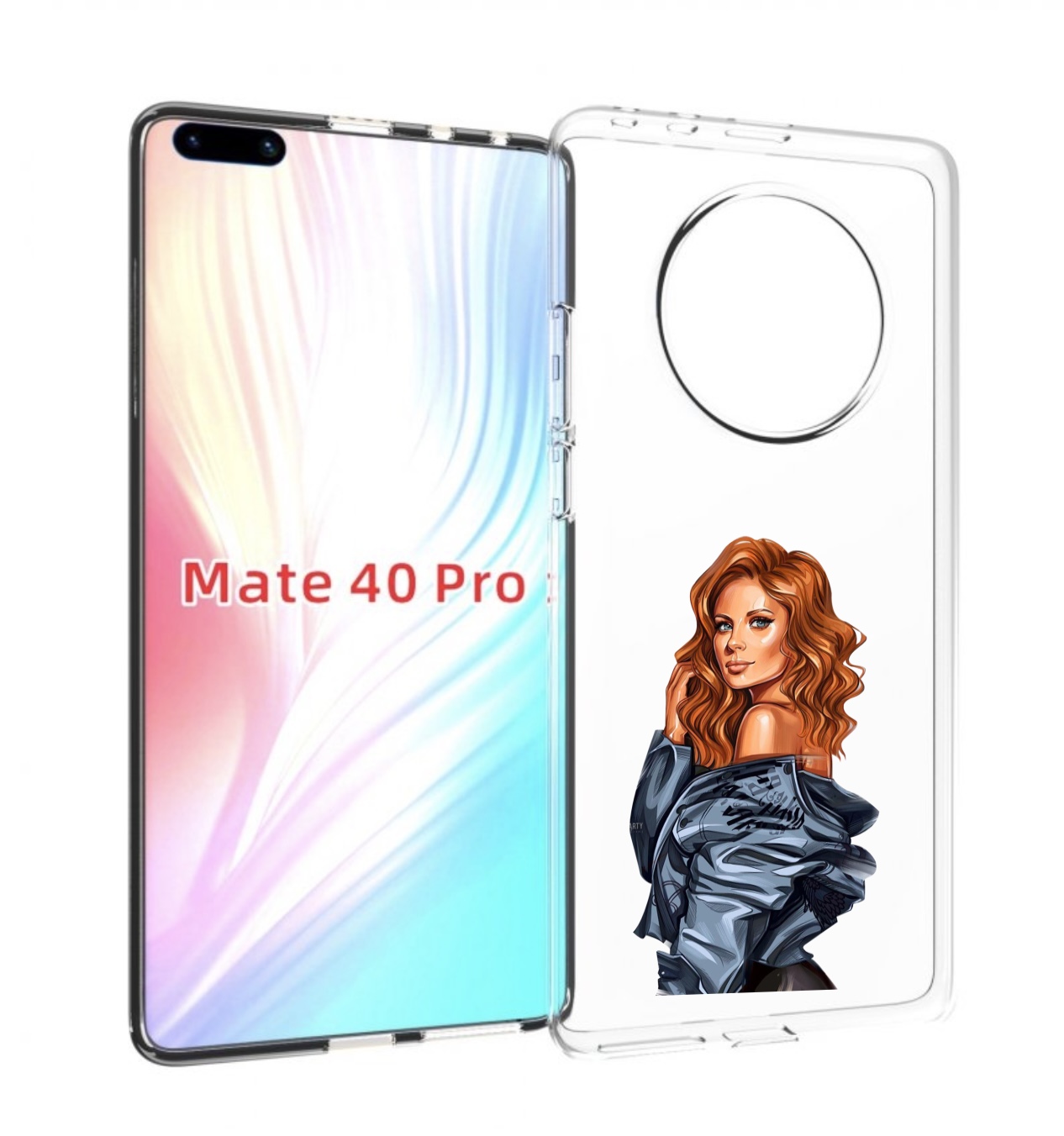 

Чехол MyPads Рыжая-девушка женский для Huawei Mate 40 Pro (NOH-NX9), Прозрачный, Tocco