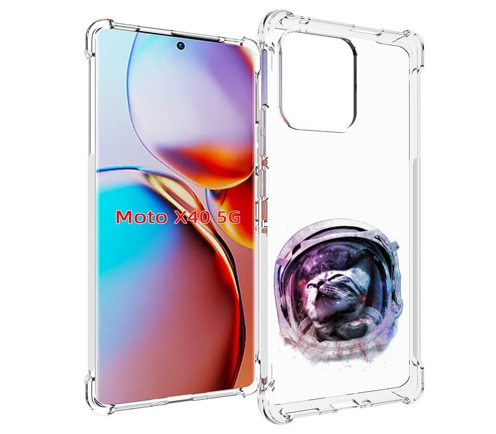 

Чехол MyPads кот в шлеме для Motorola Moto X40, Прозрачный, Tocco