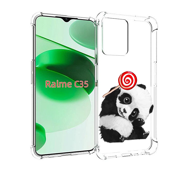 

Чехол MyPads панда с леденцом для Realme C35 / Narzo 50A Prime, Прозрачный, Tocco