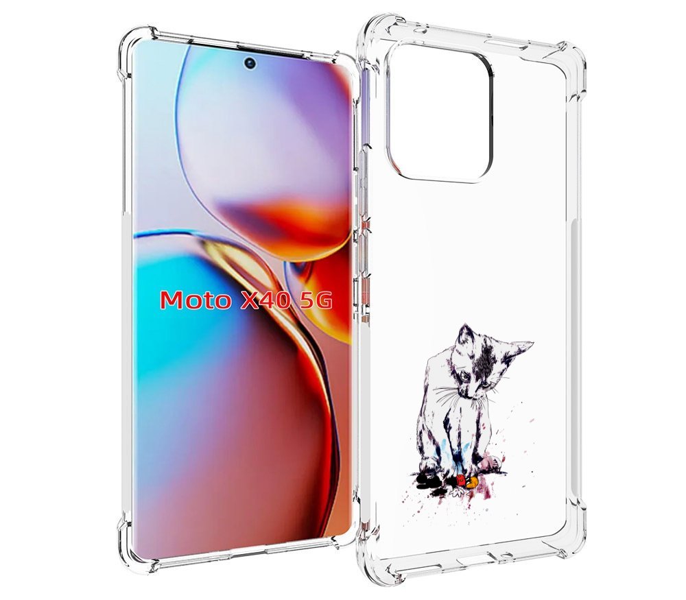 

Чехол MyPads кот и микки для Motorola Moto X40, Прозрачный, Tocco